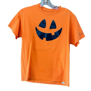 Halloween Orange Pumpkin Shirt with Horse on Sleeve Kids Mediim